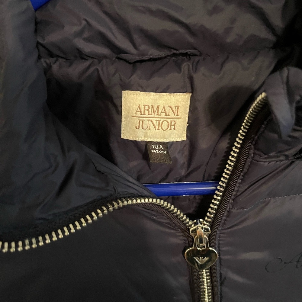 Armani Junior Girls Size 10 Down filled Navy Blue Puffer Coat jacket - Picture 9 of 10